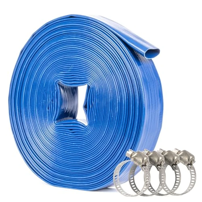 U.S. Solid 2" x 100 ft PVC Lay Flat Hose, Reinforced Drain Hose for Pool Backwash & Irrigation, 90 PSI Working Pressure, 260 PSI Burst Pressure, 1.6mm Wall Thickness, Includes 4 Hose Clamps by U.S. Solid - Used - Very Good condition - US$56.46