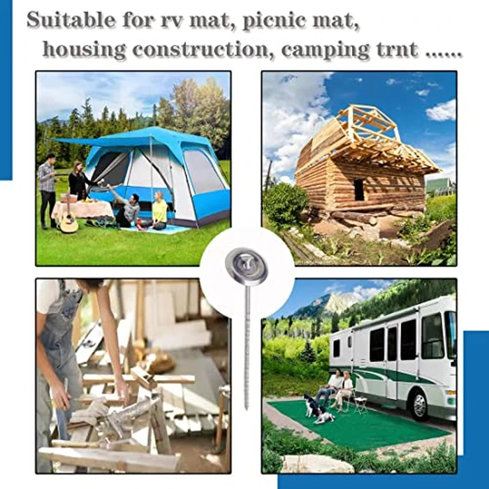 Uitose 14 Count Outdoor Rv Rug Stakes, Stainless Steel Spiral Patio Mats Stakes, Used for Fixing Rugs, Tents, Tarps, and RV Mats，Rv Camping Accessories for Outside,Camper Must Haves by Uitose - Image 6