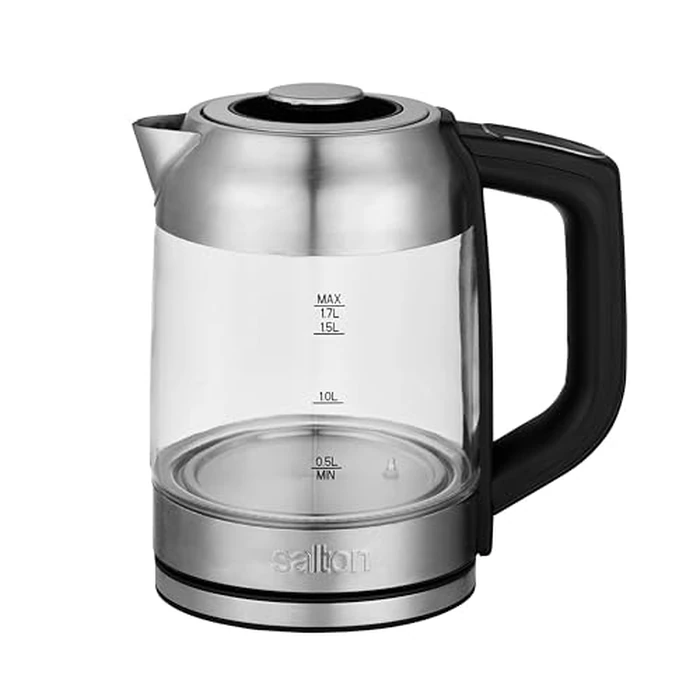 Salton Temperature Control Glass Kettle - 1.7 L | 7 Temperature Settings (104 degreesF-212 degreesF / 40 degreesC-100 degreesC) | Bonus Tea Steeper | LED Colour Change | Keep Warm Function | 360 degrees Swivel Base | Proudly Canadian by Salton - Image 1