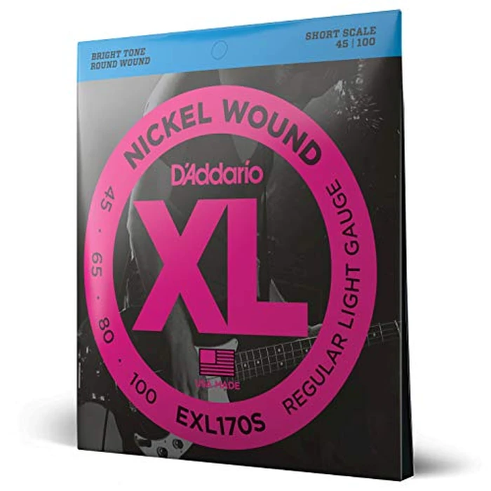 D'Addario Bass Guitar Strings - XL Nickel - EXL170S - Perfect Intonation, Consistent Feel, Powerful Durability - 4 String Set - 45-100 Regular Light, Short Scale by D'Addario - Image 1