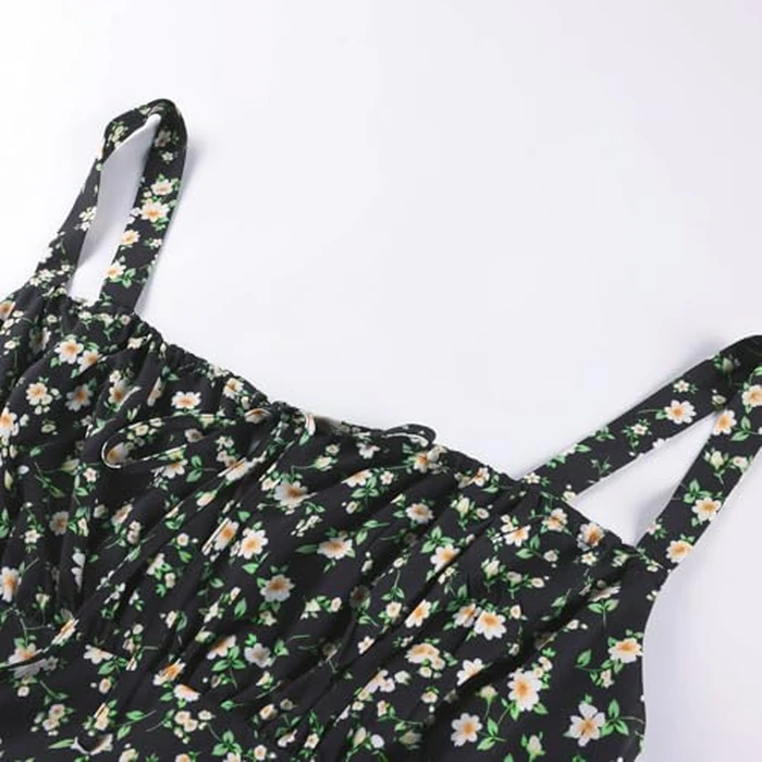 Scarlet Darkness Floral Mini Corset Dress for Women Teen 2026 Summer Spring Flowy A-Line Sundress with Pockets Black Yellow Floral S by Scarlet Darkness - Used - Like New condition