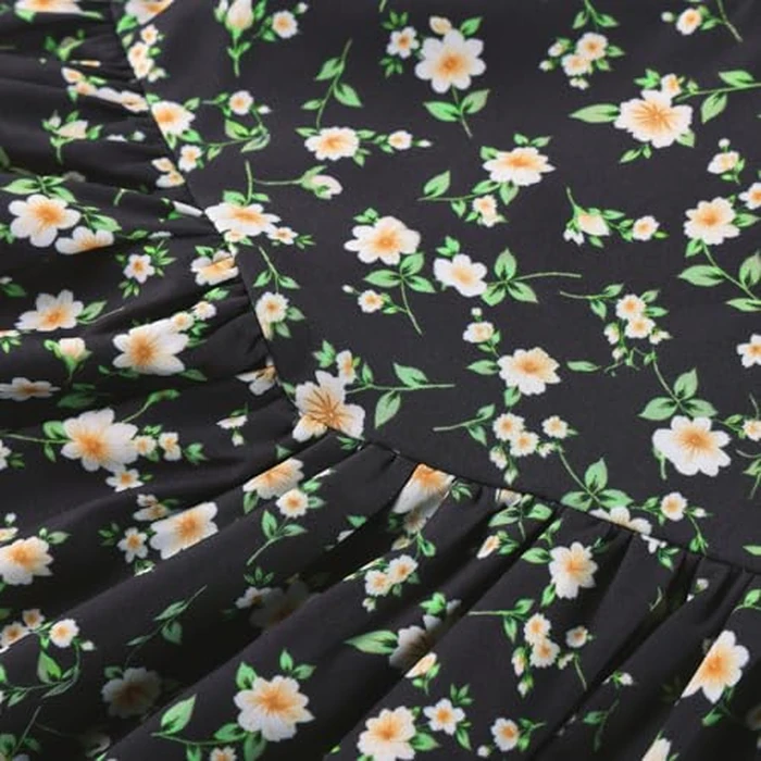 Scarlet Darkness Floral Mini Corset Dress for Women Teen 2026 Summer Spring Flowy A-Line Sundress with Pockets Black Yellow Floral S by Scarlet Darkness - Image 2