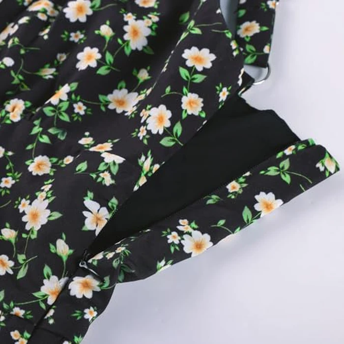 Scarlet Darkness Floral Mini Corset Dress for Women Teen 2026 Summer Spring Flowy A-Line Sundress with Pockets Black Yellow Floral S by Scarlet Darkness - Image 3