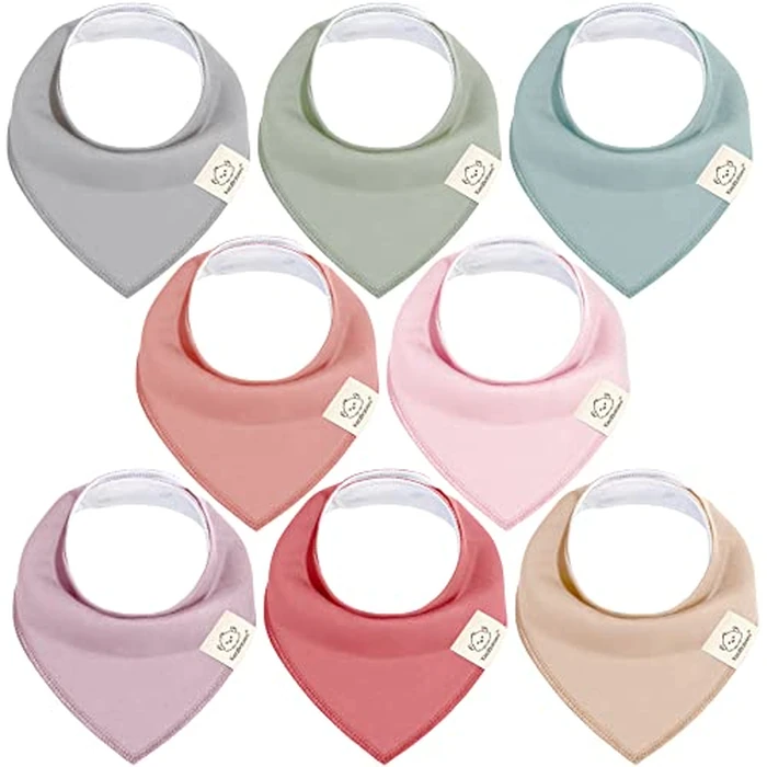 KeaBabies 8-Pack Organic Baby Bandana Bibs for Girls - Super Absorbent Triangle Baby Bibs for Drooling and Teething Infant, 100% Cotton Extra Soft for Newborn, Infant 0-36 Months (Muted Pastel) by KeaBabies - Used - Like New condition