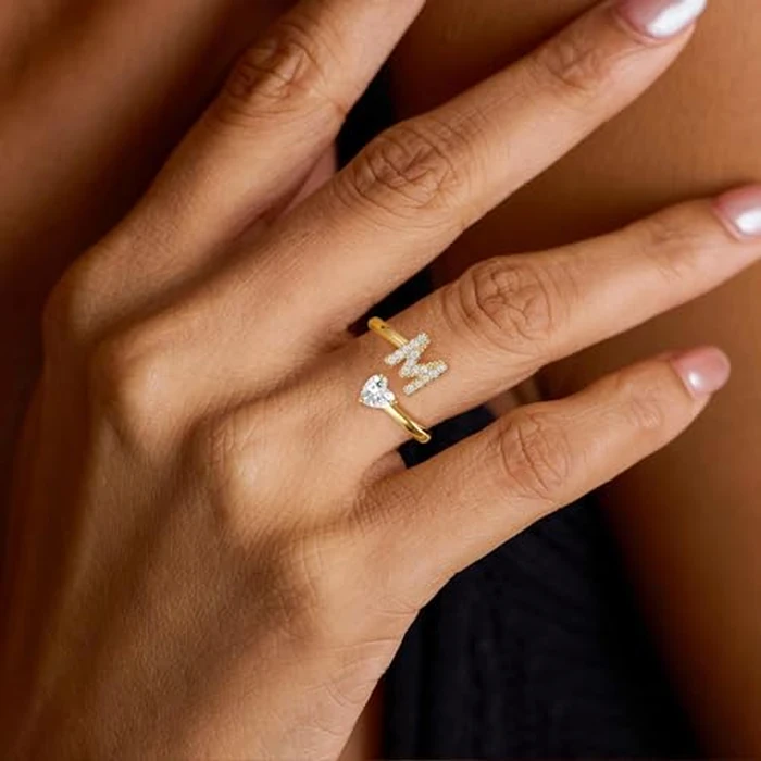 Treasure Bender Mothers Day Gifts Initial Rings for Women Girls - 14K Gold Plated Letter M Initial Ring for Girls Teen Girl Gifts Trendy Stuff, 5 6 7 8 9 10 11 12 13 14 15 16 Year Old Girl by Treasure Bender - Image 2