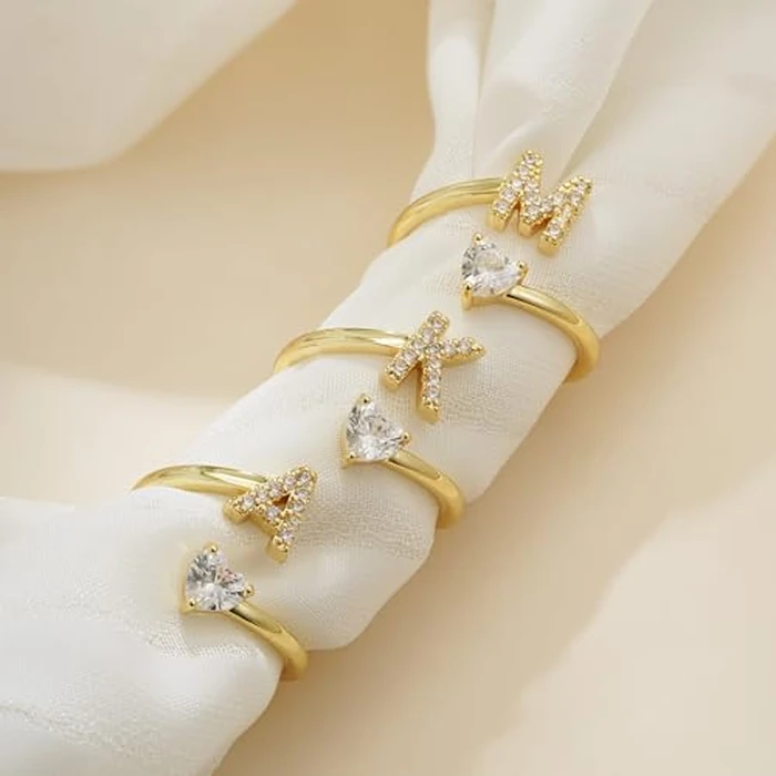 Treasure Bender Mothers Day Gifts Initial Rings for Women Girls - 14K Gold Plated Letter M Initial Ring for Girls Teen Girl Gifts Trendy Stuff, 5 6 7 8 9 10 11 12 13 14 15 16 Year Old Girl by Treasure Bender - Image 5