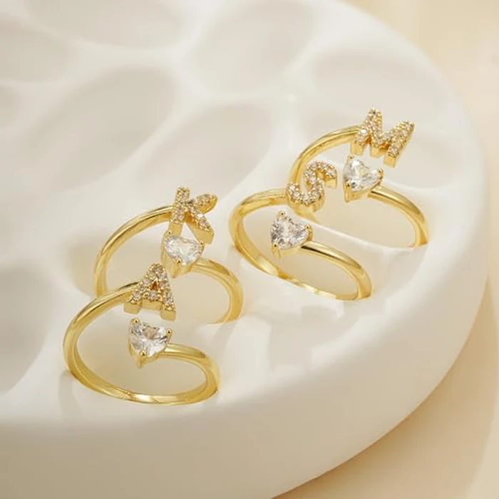 Treasure Bender Mothers Day Gifts Initial Rings for Women Girls - 14K Gold Plated Letter M Initial Ring for Girls Teen Girl Gifts Trendy Stuff, 5 6 7 8 9 10 11 12 13 14 15 16 Year Old Girl by Treasure Bender - Image 6