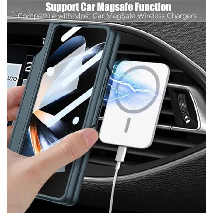 Clatoxi Case for Samsung Galaxy Z Fold 4 with Magnetic Hinge Protective & S Pen Holder, Built-in Screen Protector & Kickstand, Shockproof Case for Z Fold 4 (Green) by Clatoxi - Image 2