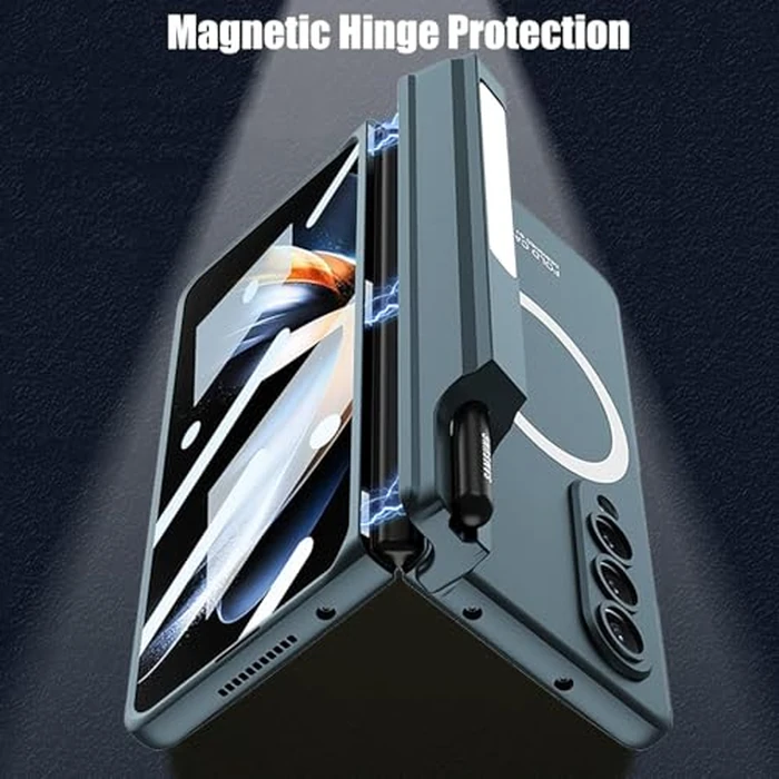 Clatoxi Case for Samsung Galaxy Z Fold 4 with Magnetic Hinge Protective & S Pen Holder, Built-in Screen Protector & Kickstand, Shockproof Case for Z Fold 4 (Green) by Clatoxi - Image 3