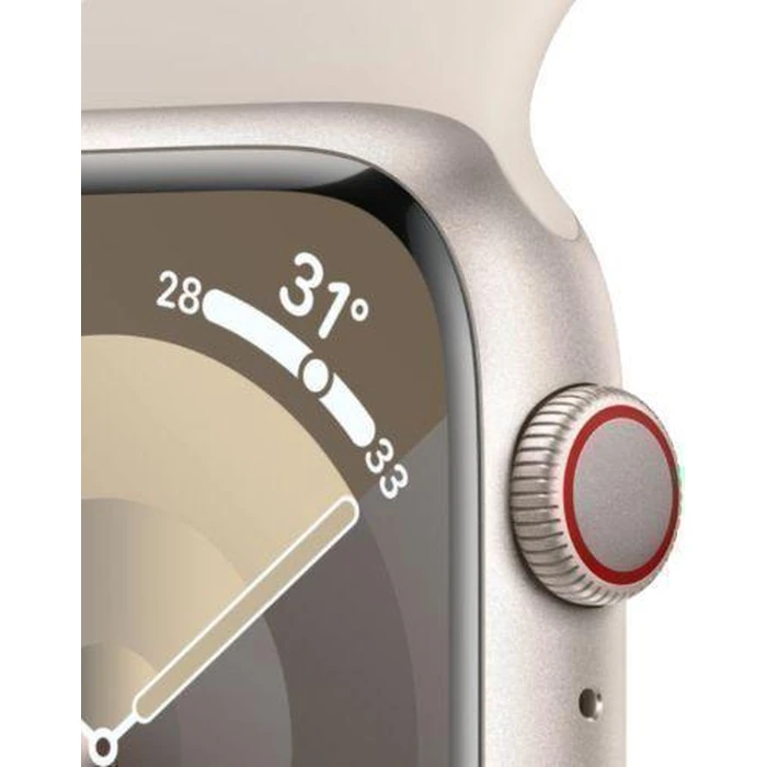 Apple Watch Series 9 (Cellular + GPS) - 64GB - 41mm - Starlight Aluminum Case with Starlight Rubber Sport Band - Medium/Large Size by Apple - Image 3