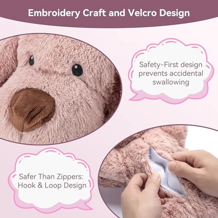 Moropaky Heartbeat Puppy Toy Dog Heartbeat Toy for Anxiety Relief and Calming Aid, Heartbeat Stuffed Animal for Comfort Sleep Aid Crate Training Cuddle, Pink by Moropaky - Image 4