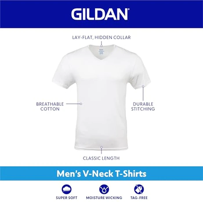 Gildan Men's V-Neck T-Shirts, Multipack, Style G1103, Black (6-Pack), 2X-Large by Gildan - Image 3