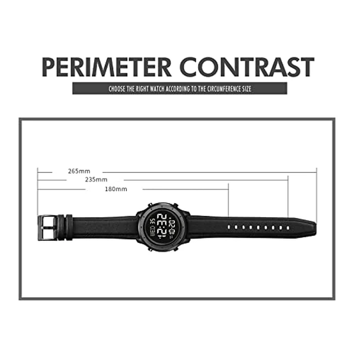 Gosasa Multifunction LED Digital Men's Watches Leather Band Outdoor Sport Wristwatch for Men Date Alarm Casual Male Watch Stainless Steel Waterproof Stopwatch by Gosasa - Image 7