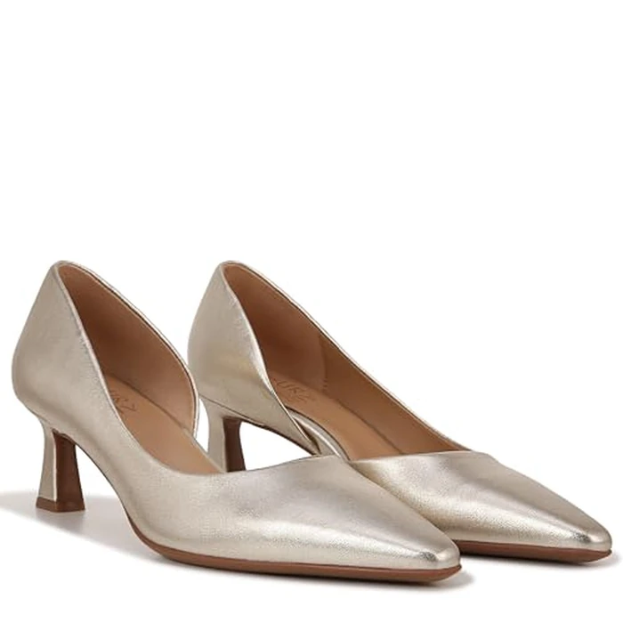 Naturalizer Women's Dalary Pump Pointed Toe Heels, Champagne Metallic Leather, 6.5 Wide by Naturalizer - Used - Like New condition - CA$82.01