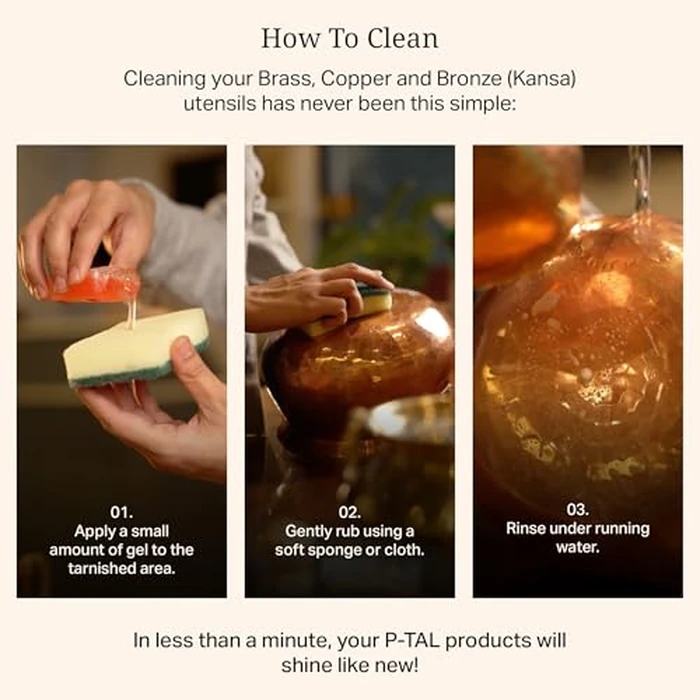 P-TAL Copper Cooking Pot 5QT with Brass Lid | 100% Pure Copper, Golden Hammered Finish | 5QT by P-TAL - Image 6