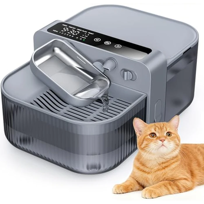 Chumajor Wireless Cat Water Fountain with No Filters, 180-Day Battery & Precision Flow Control,3.5L Smart Pet Water Dispenser with Wastewater Separation & Custom Scheduling for Cats & Dogs, Grey by Chumajor - Used - Good condition - US$39.76