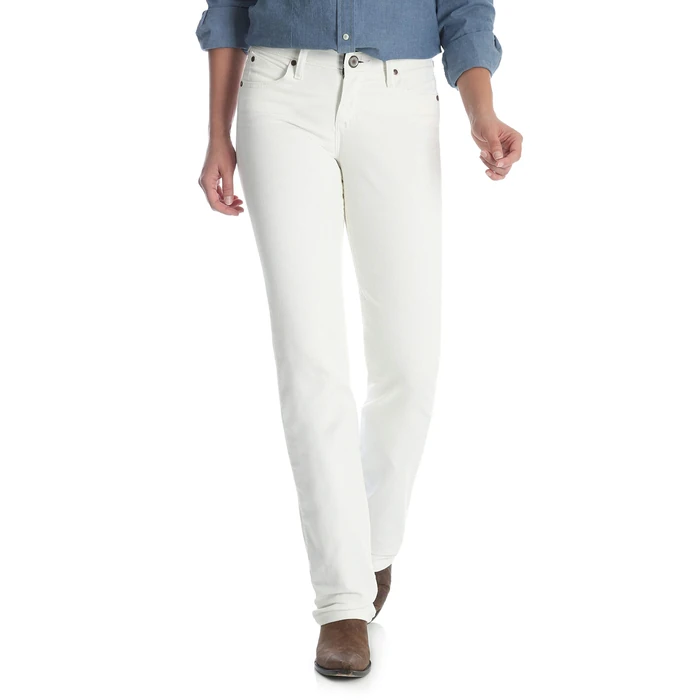 Wrangler Womens Q-Baby Mid Rise Boot Cut Ultimate Riding Jean, White Storm, 13-34 by Wrangler - Used - Like New condition