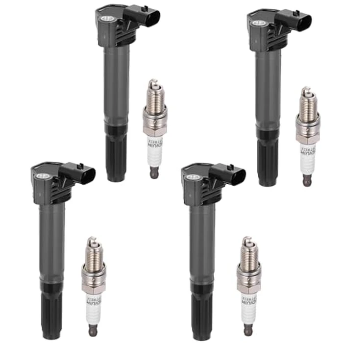 BDFHYK 4 Ignition Coil Pack UF649 and 4 Iridium Spark Plug 5308 Compatible with Fiat 500 2012-2017 1.4L l4 Coil for 5C1872 E1149 IC752 C-827 C1815 by BDFHYK - Used - Acceptable condition
