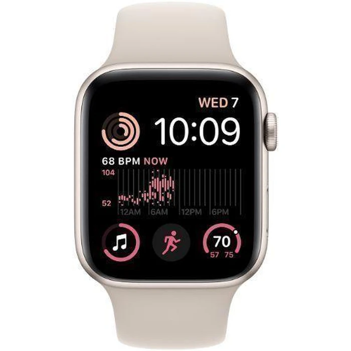 Apple Watch SE 2nd Gen (2022) (GPS) - 32GB - 40mm - Starlight Aluminum Case with Starlight Rubber Sport Band - Medium/Large Size by Apple - Refurbished - Acceptable condition