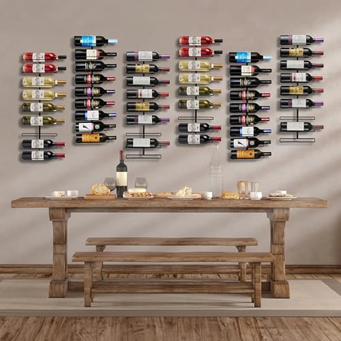 Sorbus Wall Mount Wine Rack - Holds 9 Bottles - Black Metal Wine Bottle Holder for Wall, Modern Wine Rack for Home Bar, Kitchen by Sorbus - Image 2