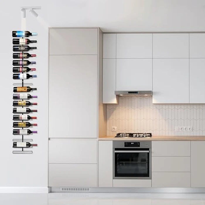 Sorbus Wall Mount Wine Rack - Holds 9 Bottles - Black Metal Wine Bottle Holder for Wall, Modern Wine Rack for Home Bar, Kitchen by Sorbus - Image 7