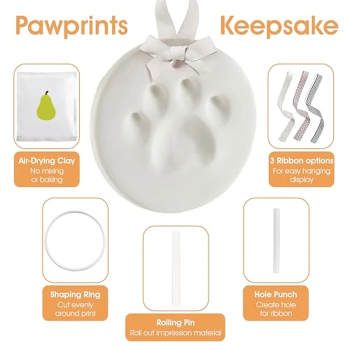Pearhead Paw Print Momento for Cat Paw or Dog Paw, DIY Pet Keepsake Christmas Ornament, Customizable Paw Print Decor, Sentimental Pet Gift, Pet Owner and Pet Lover Pawprint Keepsake by Pearhead - Image 4