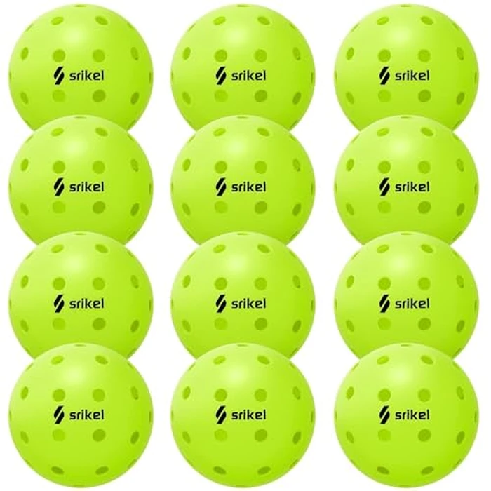 Srikel Outdoor Pickleballs - USAPA Approved Pickleball Balls, Seamless Roto-Molded Design for Durability, 12 Pack Green, Crack-Resistant 40-Hole Pickle Balls for Beginner Intermediate Pro Player by Srikel - Used - Like New condition