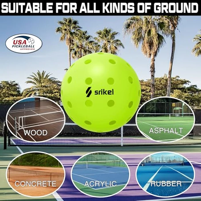 Srikel Outdoor Pickleballs - USAPA Approved Pickleball Balls, Seamless Roto-Molded Design for Durability, 12 Pack Green, Crack-Resistant 40-Hole Pickle Balls for Beginner Intermediate Pro Player by Srikel - Image 7