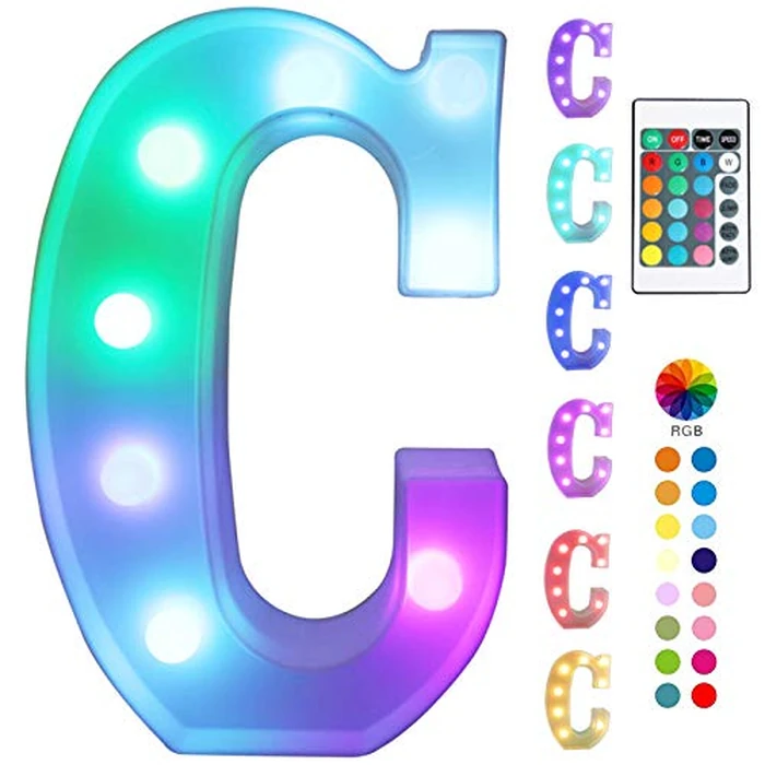 Pooqla Colorful LED Marquee Letter Lights with Remote - Light Up Marquee Signs - Letters with Lights for Anniversary Party Room Decoration - Birthday Gift for Boys Girls Women Men - Multicolor C by Pooqla - Used - Like New condition