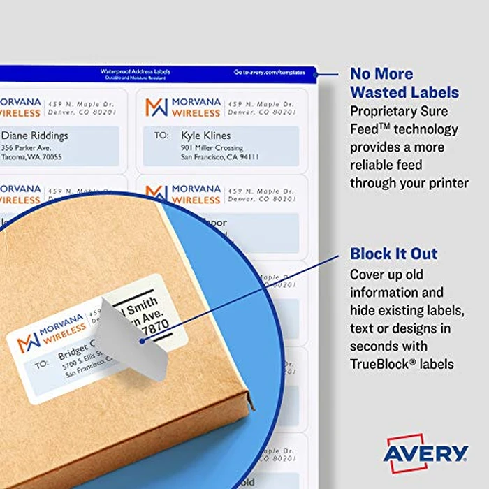 Avery Printable Shipping Labels with Sure Feed, 3-1/2" x 5", White, 400 Blank Mailing Labels for Laser Printers (5168) by Avery - Image 3