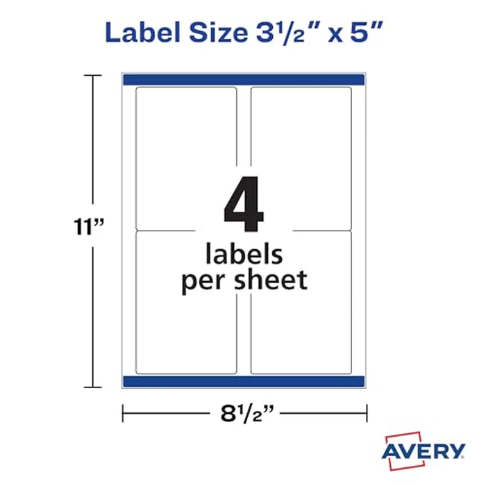 Avery Printable Shipping Labels with Sure Feed, 3-1/2" x 5", White, 400 Blank Mailing Labels for Laser Printers (5168) by Avery - Image 7