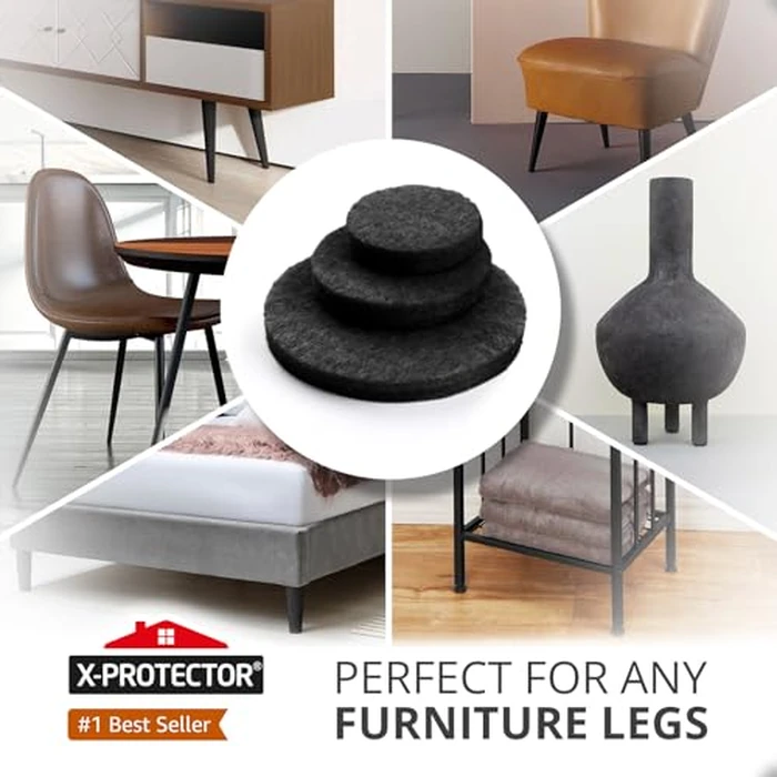 Felt Furniture Pads X-PROTECTOR 235 PCS Premium Furniture Pads - Black Felt Pads Furniture Feet Best Wood Floor Protectors - Protect Your Hardwood & Laminate Flooring! by X-Protector - Image 2