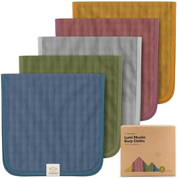 KeaBabies Cotton Muslin Burp Cloths Baby Boy, Girl - 5-Pack Soft & Absorbent Burping Cloth for Babies, Large Baby Towels & Washcloths for Newborn, Spit Up Rags, No Shrink, 20x10 (Corals) by KeaBabies - Used - Like New condition
