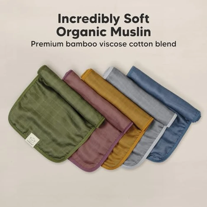 KeaBabies Cotton Muslin Burp Cloths Baby Boy, Girl - 5-Pack Soft & Absorbent Burping Cloth for Babies, Large Baby Towels & Washcloths for Newborn, Spit Up Rags, No Shrink, 20x10 (Corals) by KeaBabies - Image 4