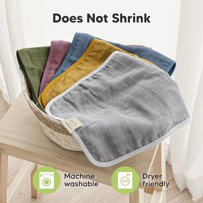 KeaBabies Cotton Muslin Burp Cloths Baby Boy, Girl - 5-Pack Soft & Absorbent Burping Cloth for Babies, Large Baby Towels & Washcloths for Newborn, Spit Up Rags, No Shrink, 20x10 (Corals) by KeaBabies - Image 7
