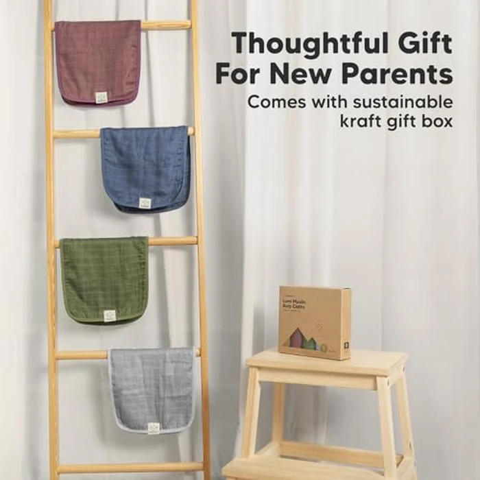 KeaBabies Cotton Muslin Burp Cloths Baby Boy, Girl - 5-Pack Soft & Absorbent Burping Cloth for Babies, Large Baby Towels & Washcloths for Newborn, Spit Up Rags, No Shrink, 20x10 (Corals) by KeaBabies - Image 8