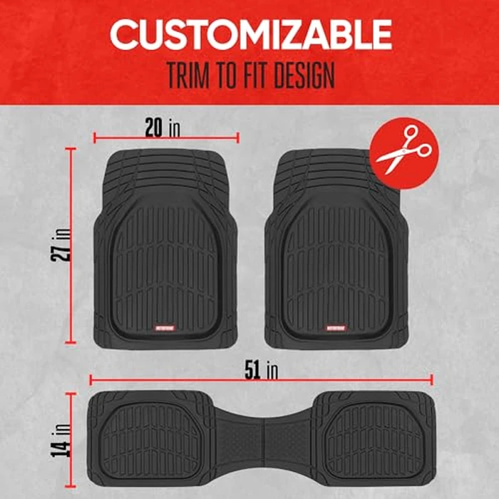 Motor Trend FlexTough Floor Mats for Cars, Black Deep Dish All-Weather Car Mats, Waterproof Trim-to Fit Automotive Floor Mats for Cars Trucks SUV, Universal Floor Liner Car Accessories by Motor Trend - Image 5