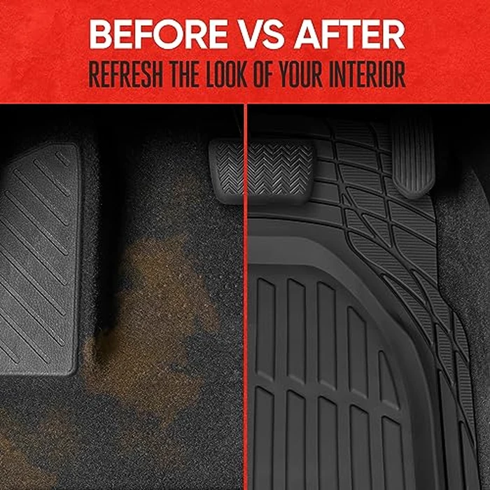 Motor Trend FlexTough Floor Mats for Cars, Black Deep Dish All-Weather Car Mats, Waterproof Trim-to Fit Automotive Floor Mats for Cars Trucks SUV, Universal Floor Liner Car Accessories by Motor Trend - Image 6