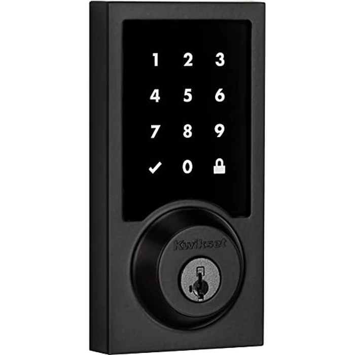 Kwikset 916 Keyless Entry Touchscreen SmartCode Electronic Deadbolt Smart Lock Featuring SmartKey Security and ZigBee 3.0 Technology in Contemporary Matte Black, Zigbee Hub Sold Separately by Kwikset - Used - Very Good condition