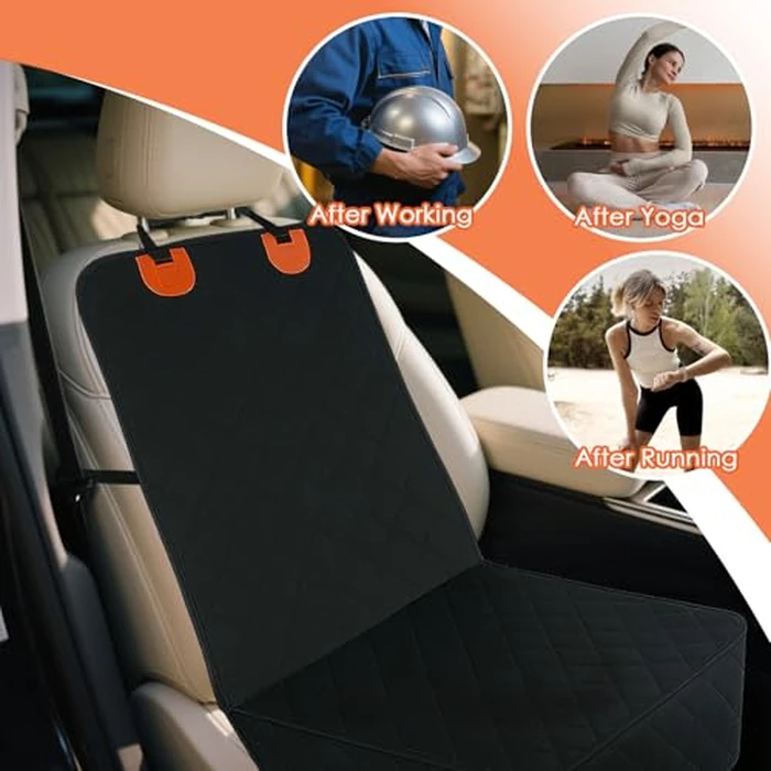 Front Dog Seat Cover , Waterproof No-Skirt Design ,Easy Installation and Removal Bucket Car Seat Protector, Durable Quilted Oxford with Anti-Slip Backing for Most Cars, SUV&MPV, (Black) by CAROSE - Image 3