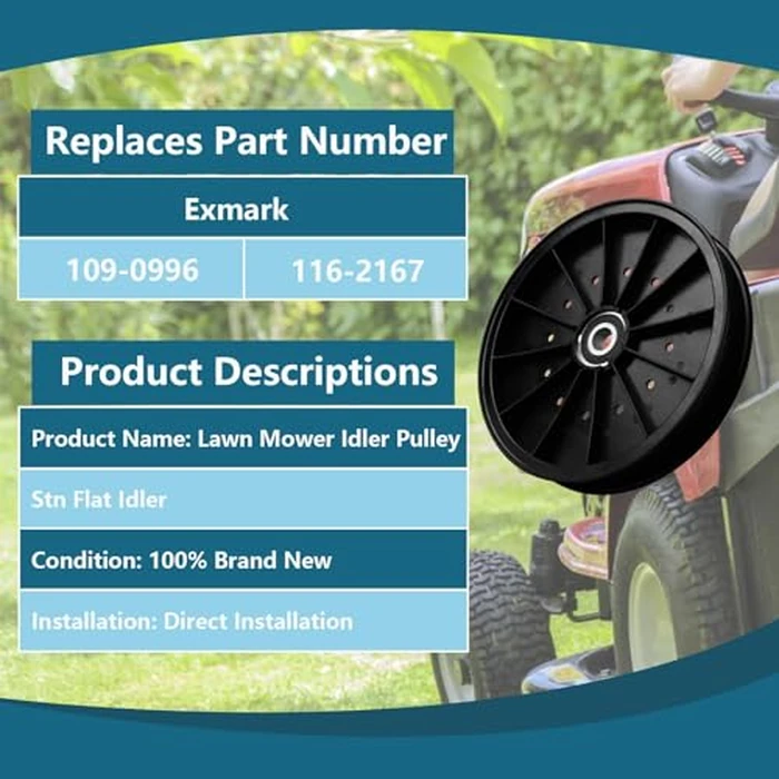 Flat Idler Pulley (109-0996 116-2167) Fits Ex Mark Lazer S AS Z E Ex Mark Lazer Z AS ASX Prop ane S E Next Adv antage 48'' 52'' 60'' 72'' Deck Mower by SCBHWJ - Image 3
