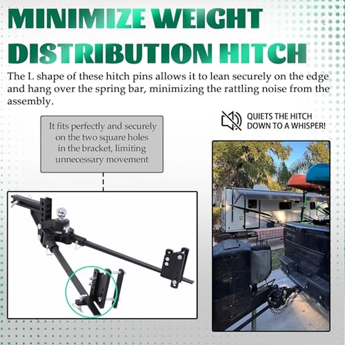 TonGass (2-Pack) Premium Snap L-Pins for Weight Distribution Hitches, 4 1/4" x 1 3/4" L-Pins with Integrated Snap Clips, Minimize Weight Distribution Hitch Noise, Zinc-Coated Heavy-Duty Steel by TonGass - Image 4