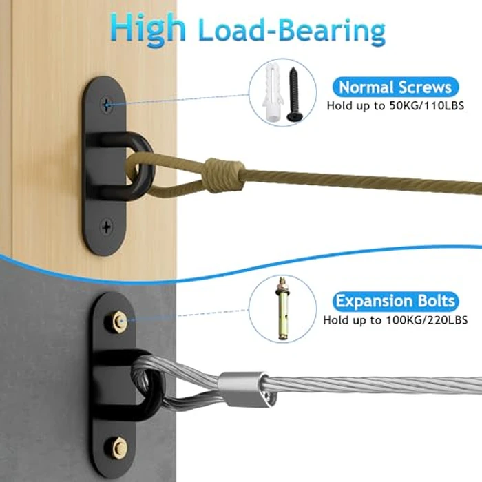 SAYAYO 6 PCS Pad Eye Plate Hooks U Ceiling Hook for Hanging Plants Outdoor Lights Swing Suspension Marine Hardware Staple Hook Loop with Screws Stainless Steel Wall Mount, Black by SAYAYO - Image 4