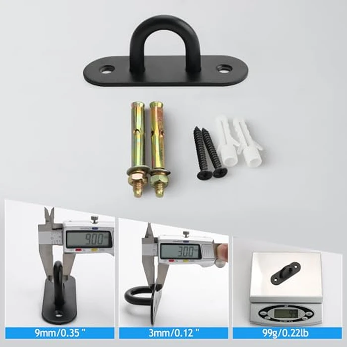 SAYAYO 6 PCS Pad Eye Plate Hooks U Ceiling Hook for Hanging Plants Outdoor Lights Swing Suspension Marine Hardware Staple Hook Loop with Screws Stainless Steel Wall Mount, Black by SAYAYO - Image 7