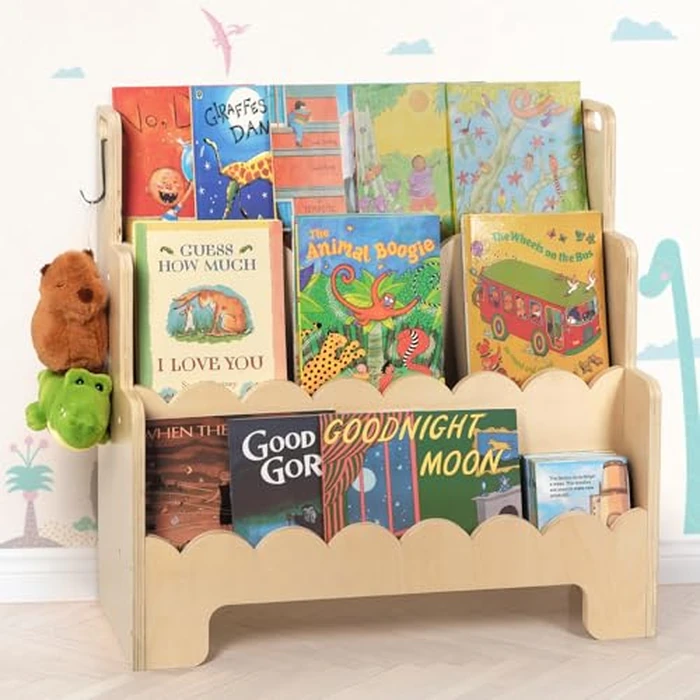 Tohiasen Kids Bookshelf Wooden 3-Tier, Scalloped Book Shelf for Kids Rooms, Front Facing Toddler Montessori Bookshelf, Baby Nursery Book Shelves Kids Classroom Bookshelf Bookcase by Tohiasen - Image 1