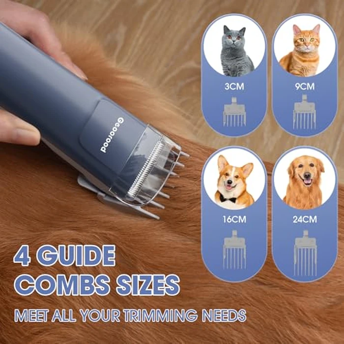 geoorood Dog Grooming Vacuum and Dryer Kit, Blower for Pet Vacuum Grooming 7 in 1 with Clippers for Dogs Hair Shedding Brush Remover Tools at Home Blue Grey by geoorood - Image 5