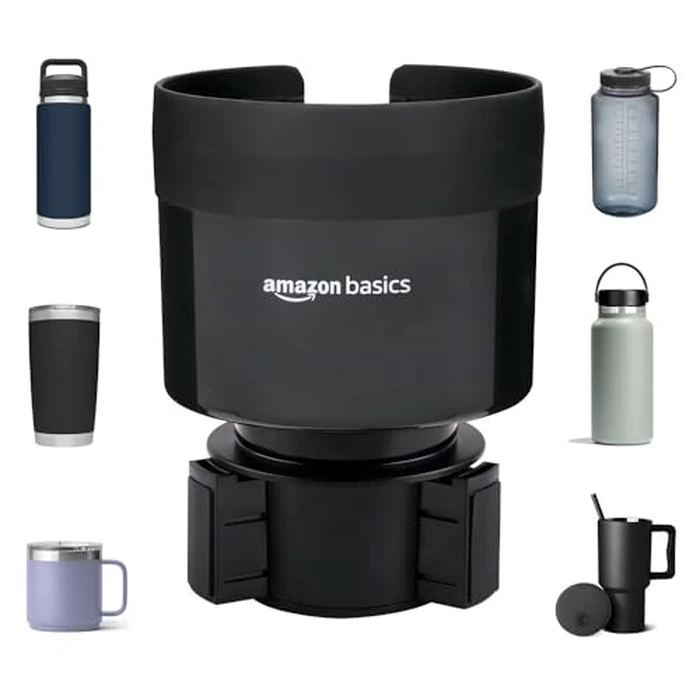 Amazon Basics Car Cup Holder Expander with Adjustable Base, Securely Holds Large Bottles 3.4 to 3.8 in Diameter, Compatible with Yeti, Hydro Flask, Easy Installation, Black by Amazon Basics - Image 4