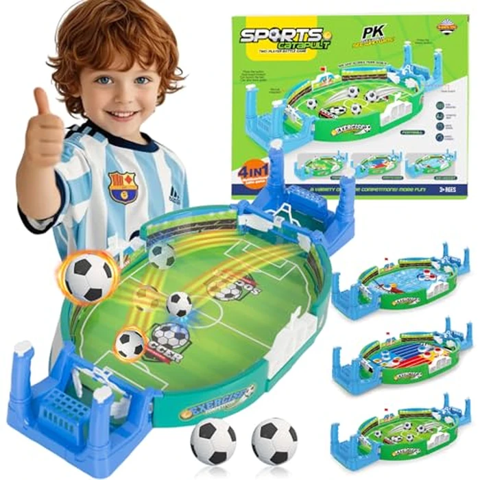 Mini Foosball Table Soccer Game for Kids, Football Table Interactive Game with 3 Modes (Soccer/Points Race/Ice Hockey) - Indoor Outdoor Sports Gift Toys for Ages 3-12 Boys Girls by PowerKing - Used - Very Good condition