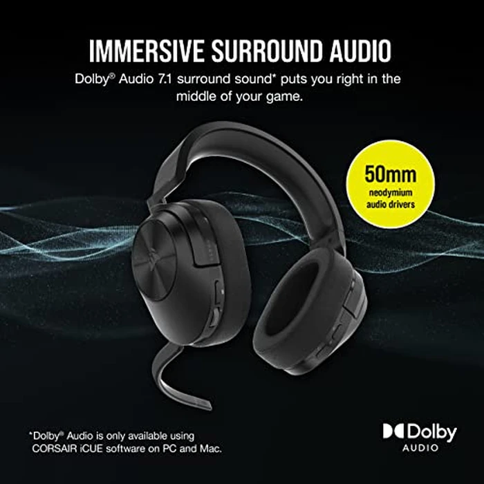 CORSAIR HS55 Wireless Multiplatform Lightweight Gaming Headset with Bluetooth - Dolby 7.1 Surround Sound - iCUE Compatible - PC, PS5, PS4, Nintendo Switch, Mobile - Black by Corsair - Image 3