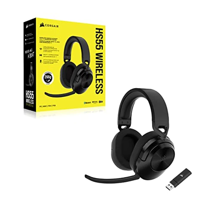 CORSAIR HS55 Wireless Multiplatform Lightweight Gaming Headset with Bluetooth - Dolby 7.1 Surround Sound - iCUE Compatible - PC, PS5, PS4, Nintendo Switch, Mobile - Black by Corsair - Image 7